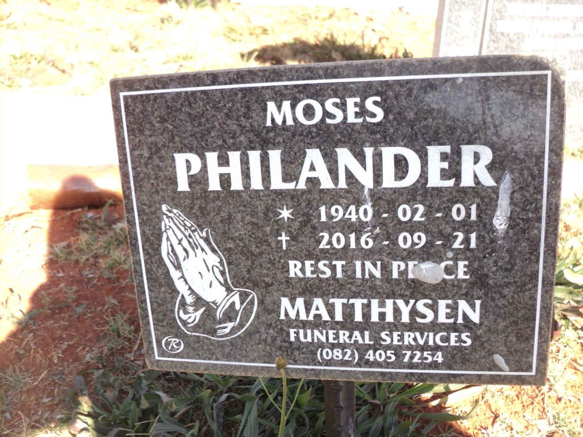 PHILANDER Moses 1940-2016