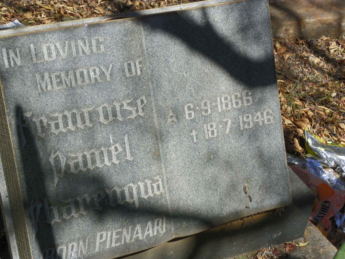 PHARENQUA Francoise Daniel nee PIENAAR 1866-1946