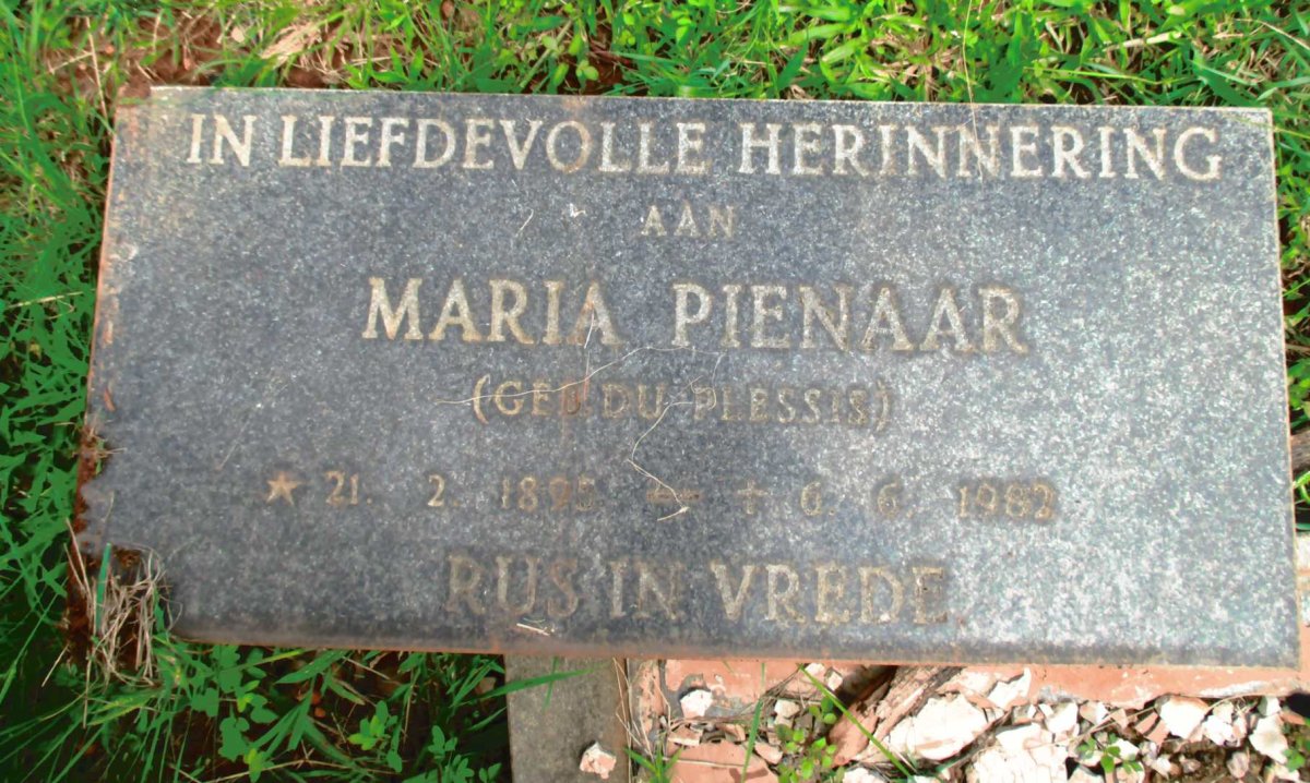 PIENAAR Maria nee DU PLESSIS 1895-1982