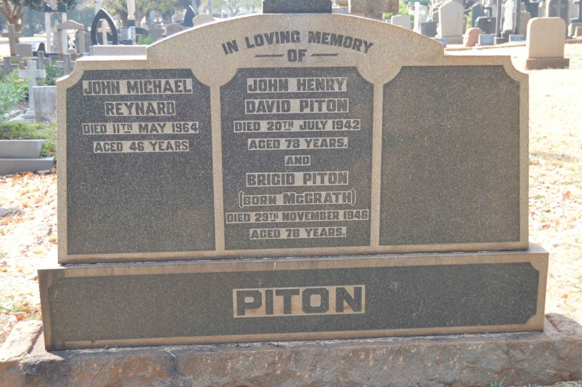 PITON John Henry David -1942 &amp; Brigid McGRATH -1946