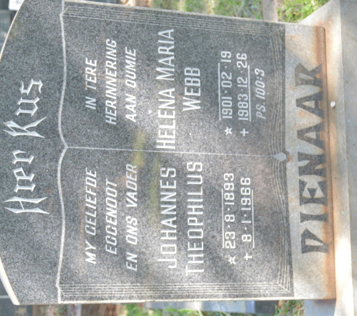 PIENAAR Johannes Theophilus 1893-1966 &amp; Helena Maria WEBB 1901-1983