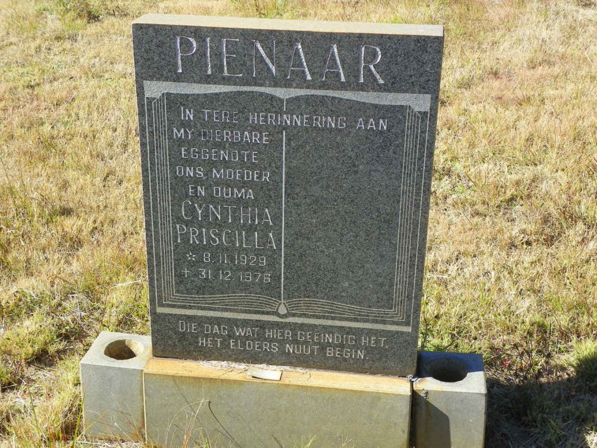 PIENAAR Cynthia Priscilla 1929-1976