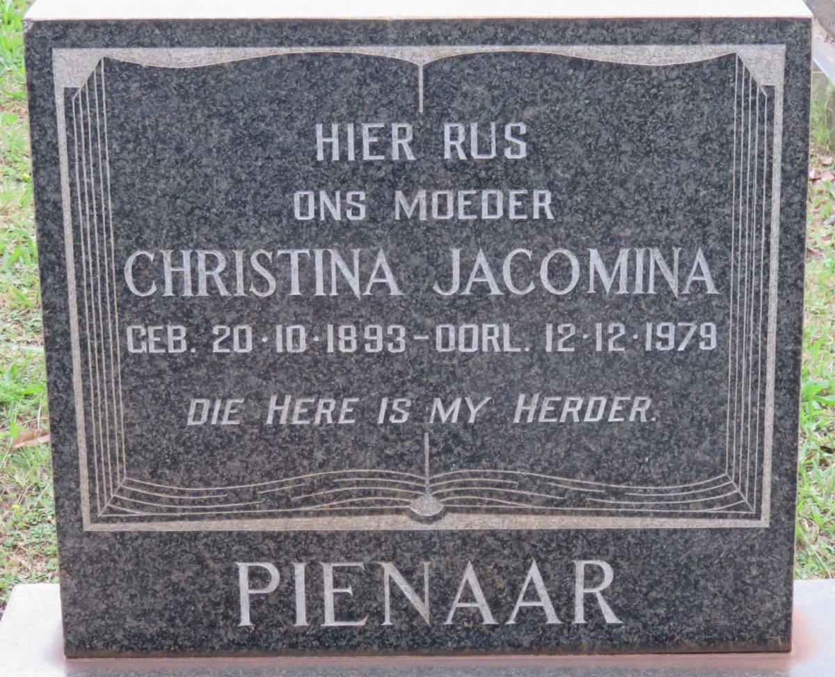 PIENAAR Christina Jacomina 1893-1979