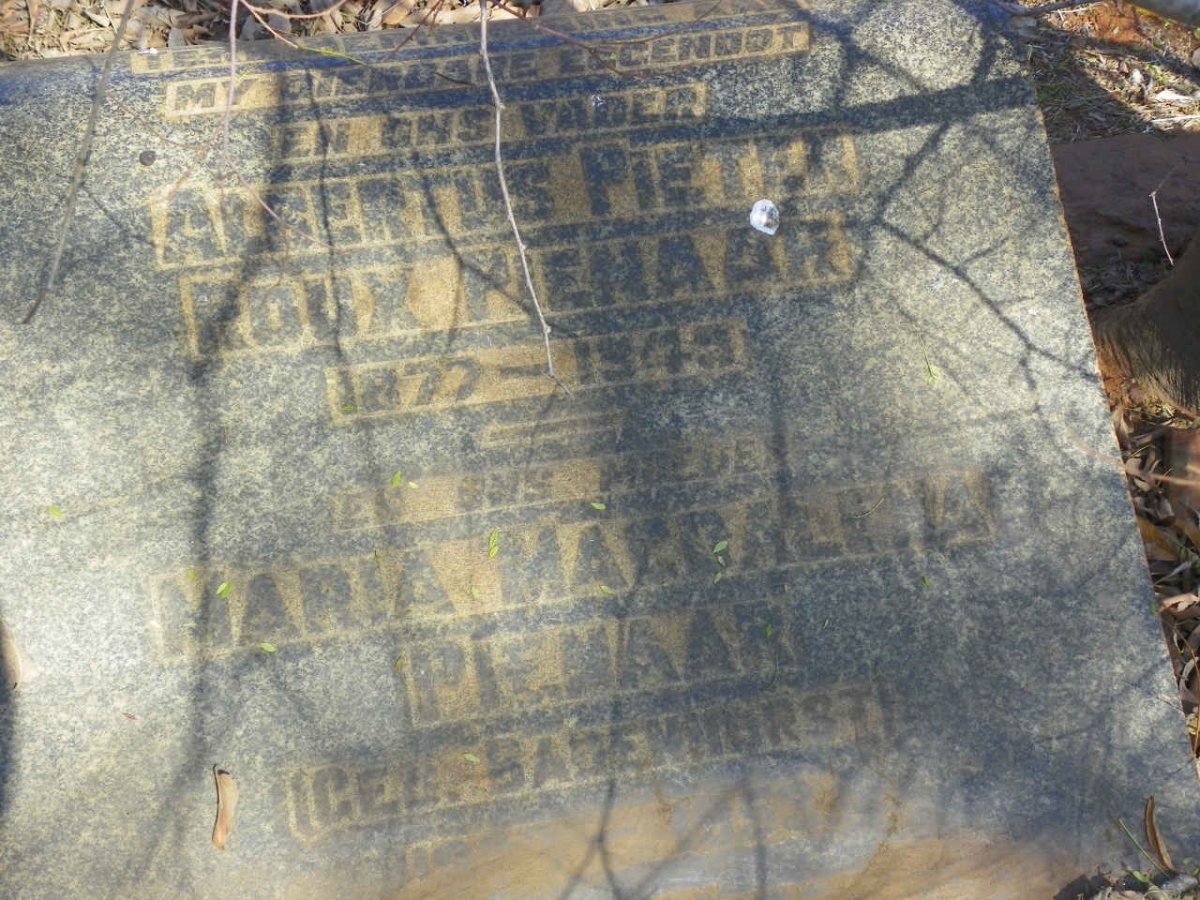 PIENAAR Albertus Pieter Roux 1877-1945 & Maria Magdalena BADENHORST