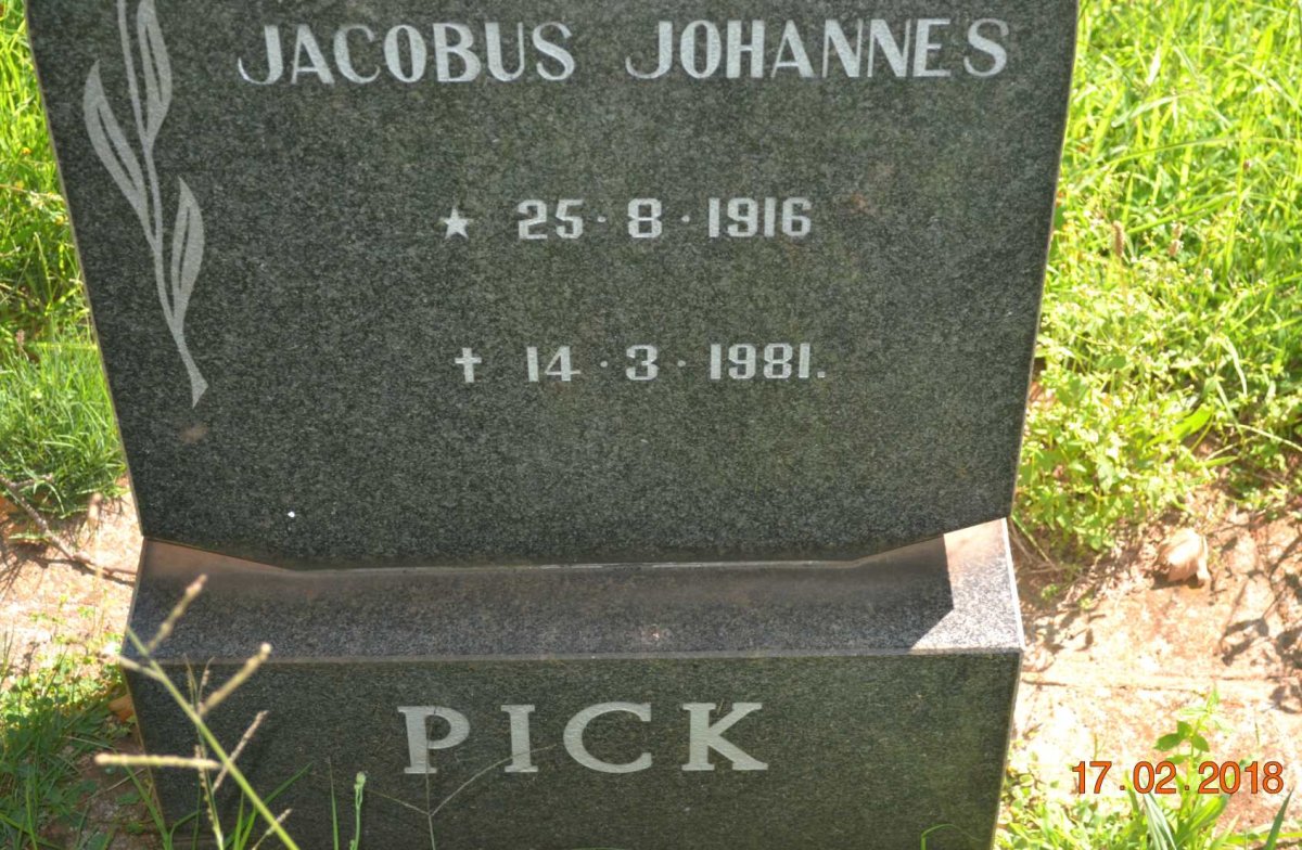 PICK Jacobus Johannes 1916-1981