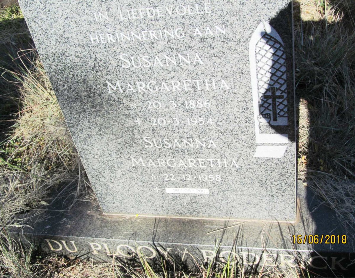 PLOOY, Susanna Margaretha, du 1886-1954 :: RODERICK Susanna Margaretha 1958-2005