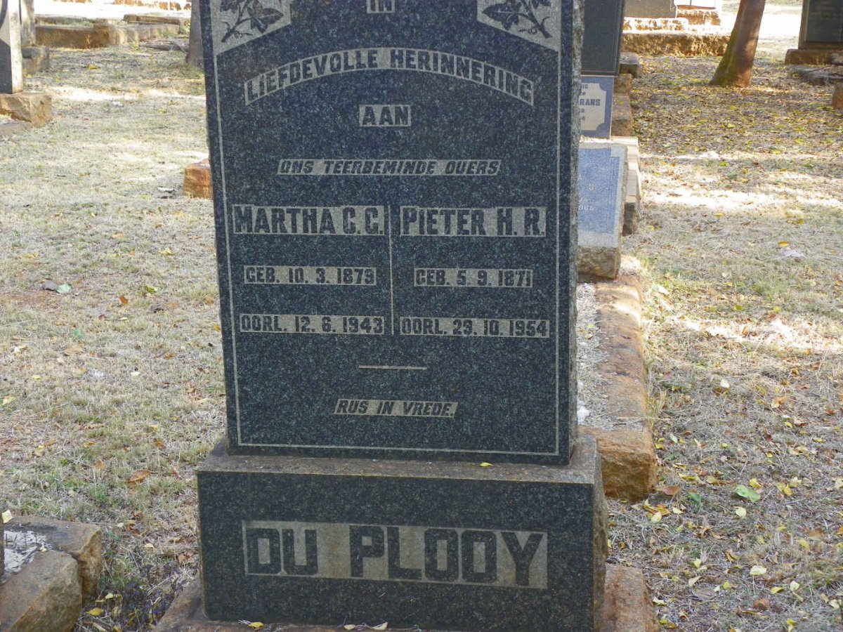 PLOOY Pieter H.R., du 1871-1954 &amp; Martha C.C. 1879-1943