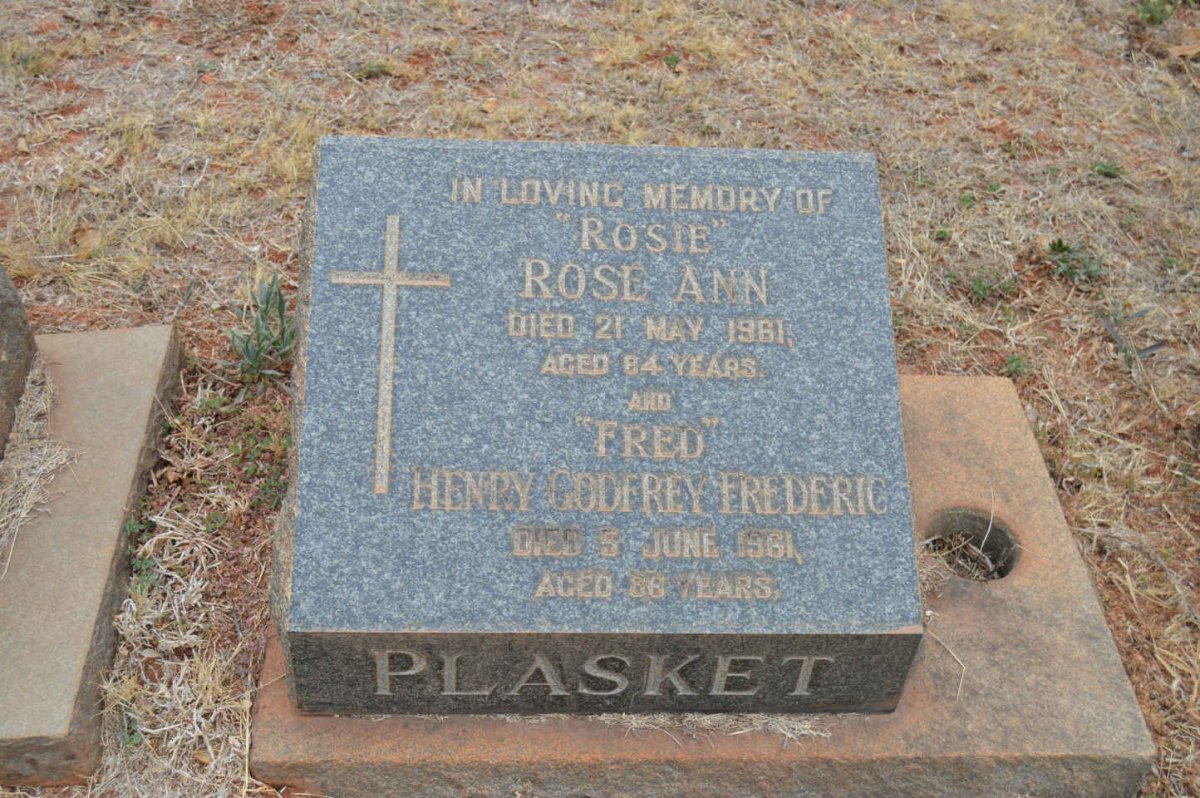 PLASKET Henry Godfrey Frederic -1961 &amp; Rose Ann -1961