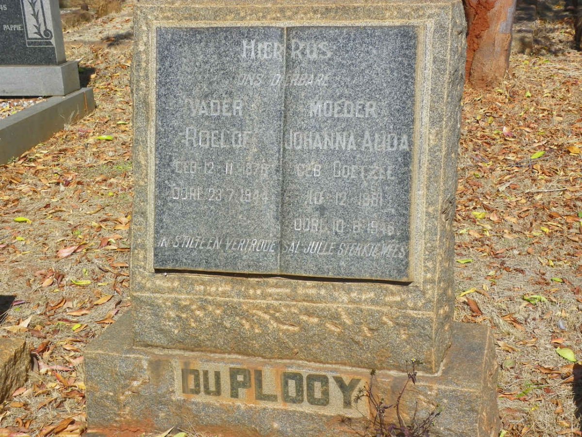 PLOOY Roelof, du 1878-1944 &amp; Johanna Alida COETZEE 1881-1946