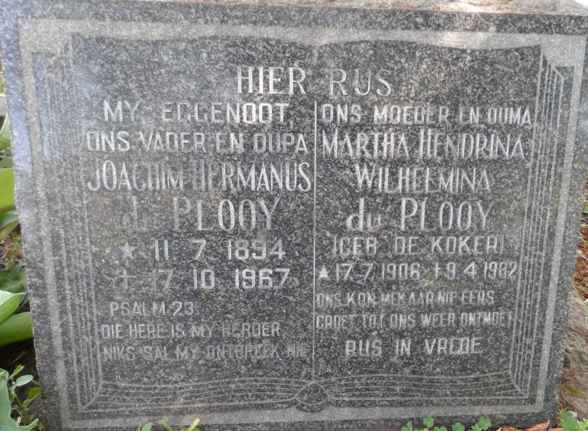 PLOOY Joachim Hermanus, du 1894-1967 &amp; Martha Hendrina Wilhelmina DE KOKER 1906-1982