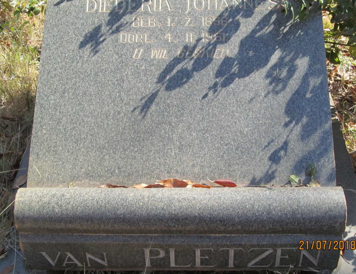 PLETZEN Diederik Johannes, van 1896-1961