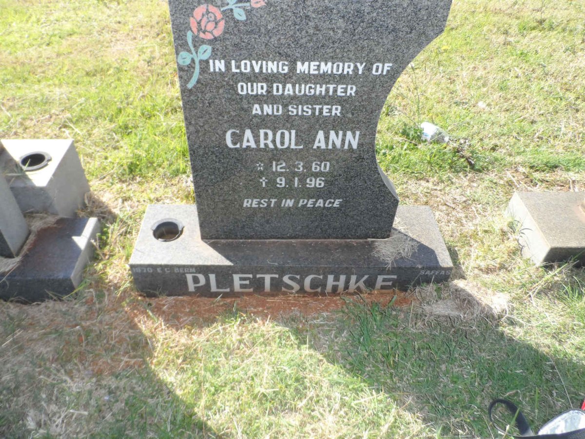 PLETSCHKE Carol Ann 1960-1996