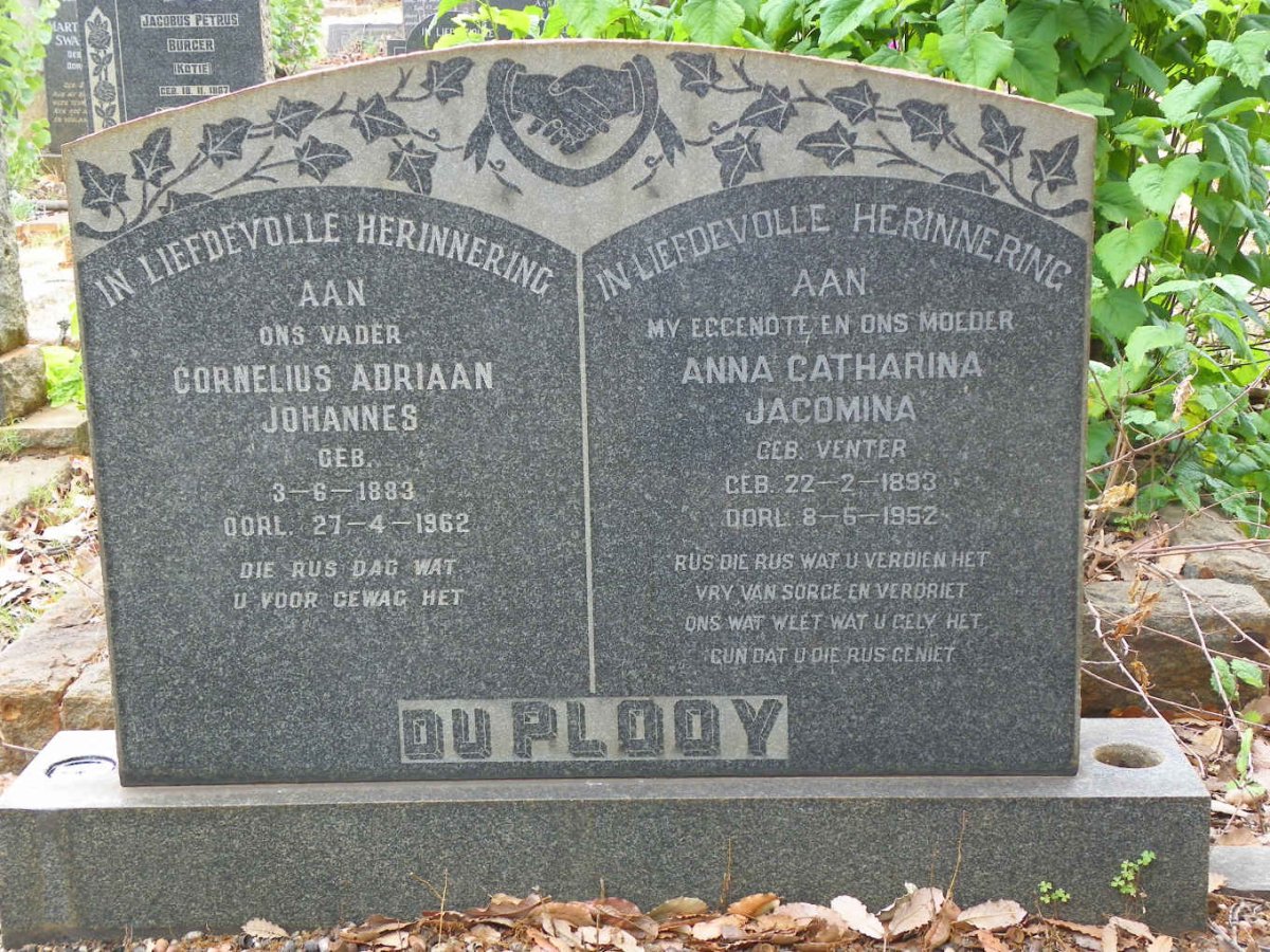 PLOOY Cornelius Adriaan Johannes, du 1883-1962 &amp; Anna Catharina Jacomina VENTER 1893-1952
