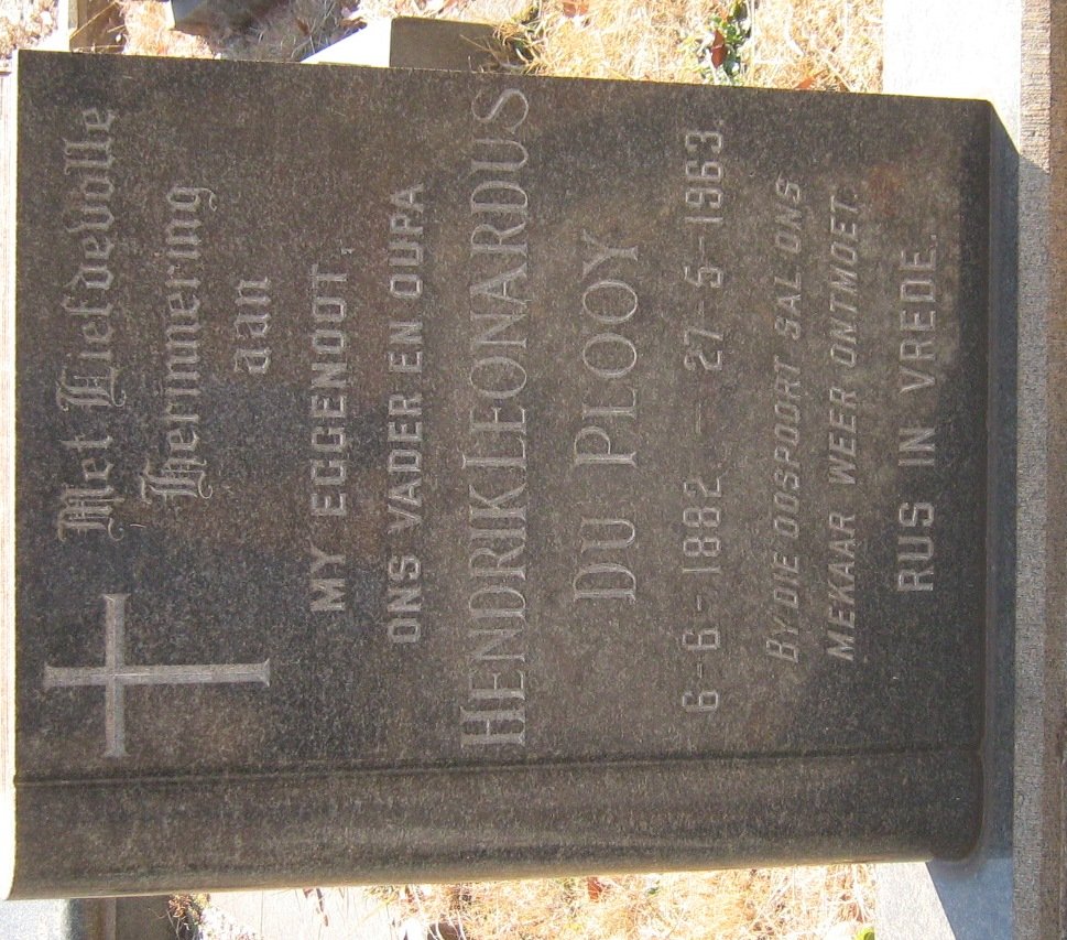 PLOOY Hendrik Leonardus, du 1882-1963