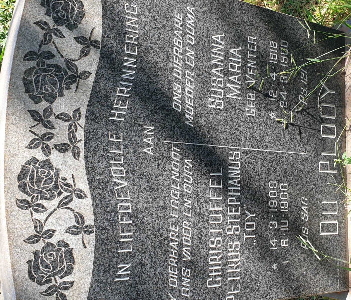 PLOOY Christoffel Petrus Stephanus, du 1909-1966 &amp; Susanna Maria VENTER 1918-1980