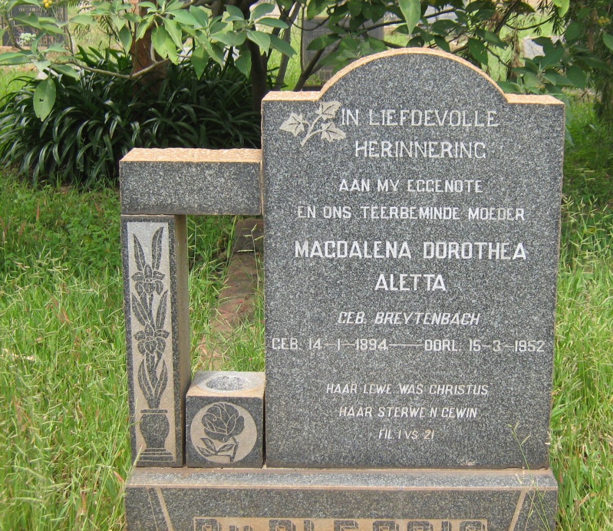 PLESSIS Magdalena Dorothea Aletta, du nee BREYTENBACH 1894-1952