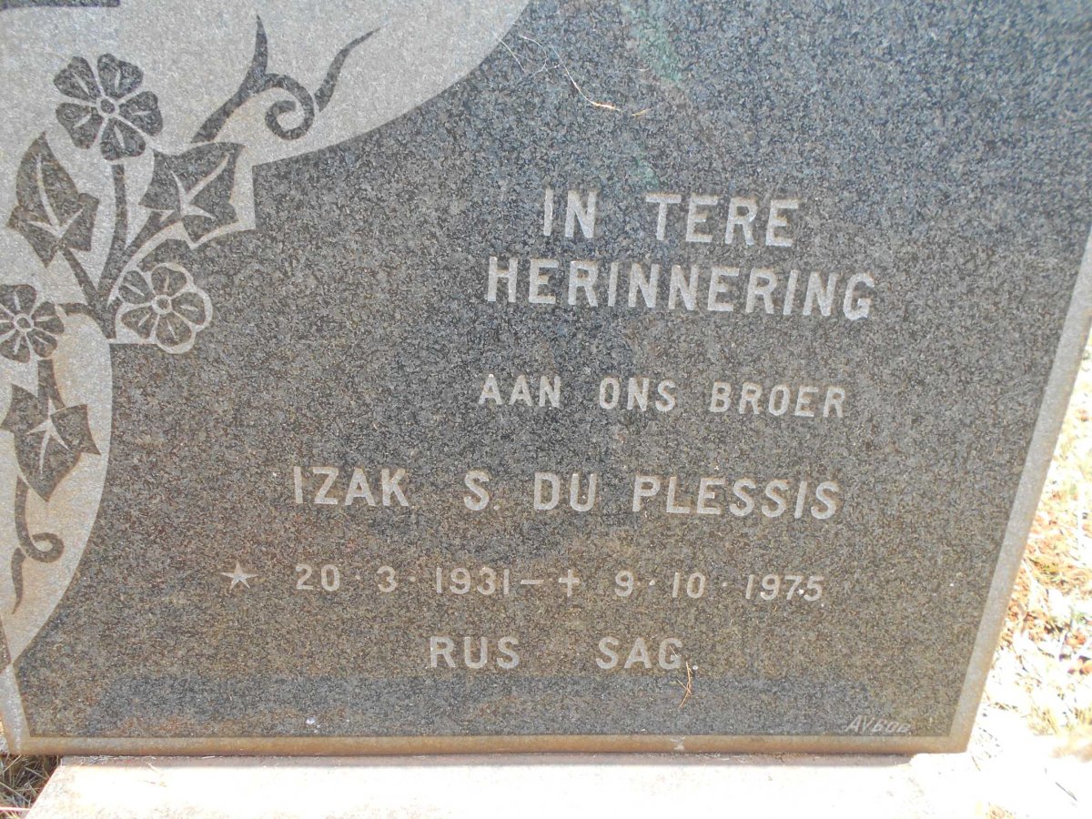 PLESSIS Izak S., du 1931-1975