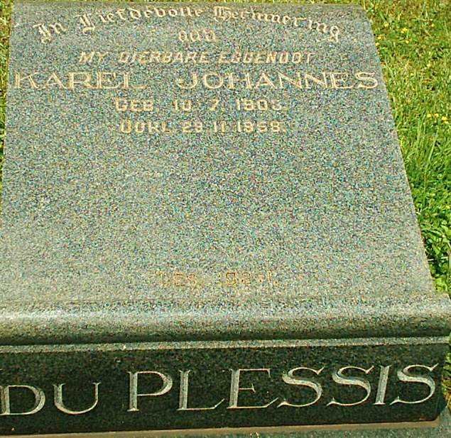 PLESSIS Karel Johannes, du 1903-1958