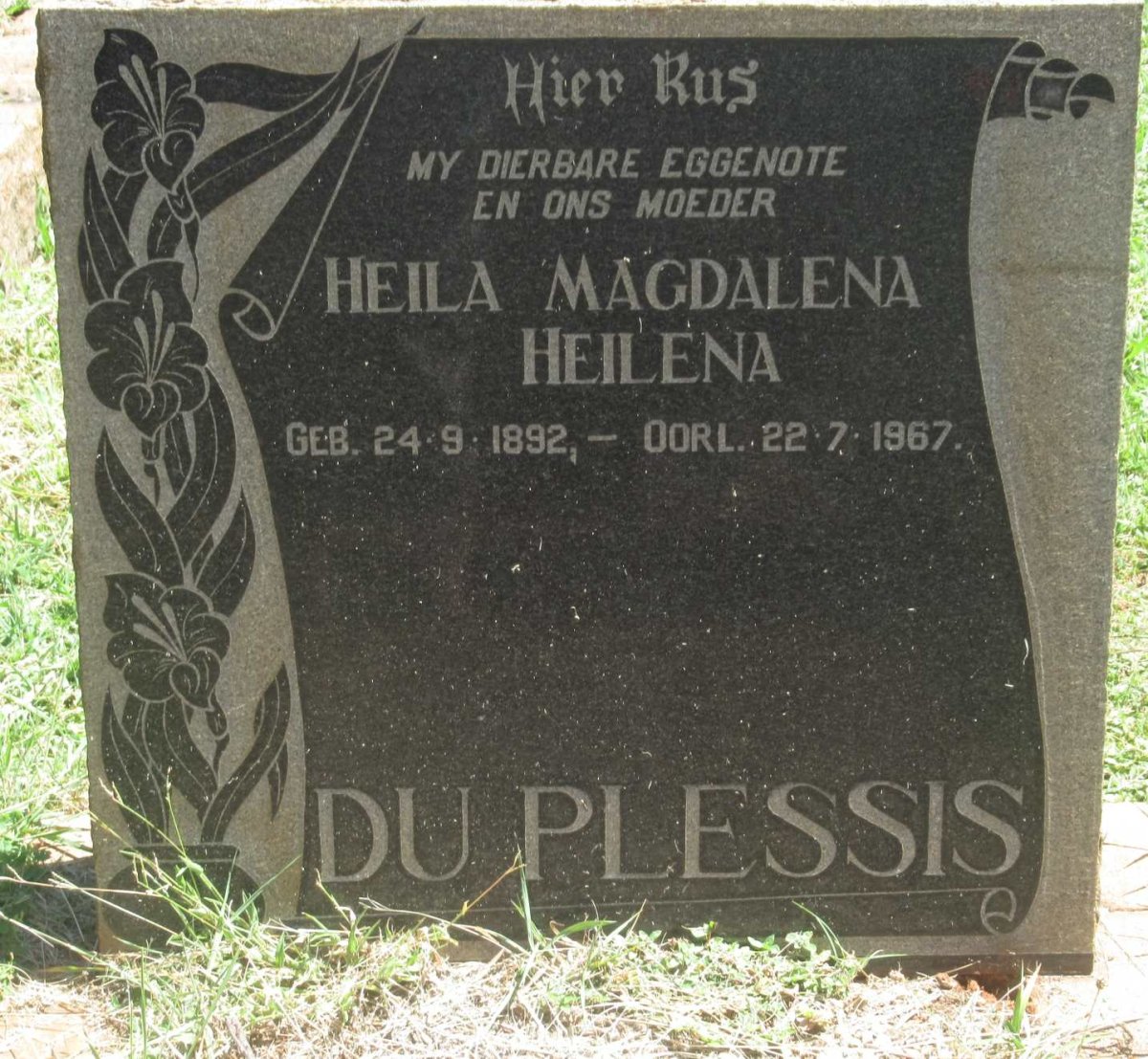 PLESSIS Heila Magdalena Heilena, du 1892-1967