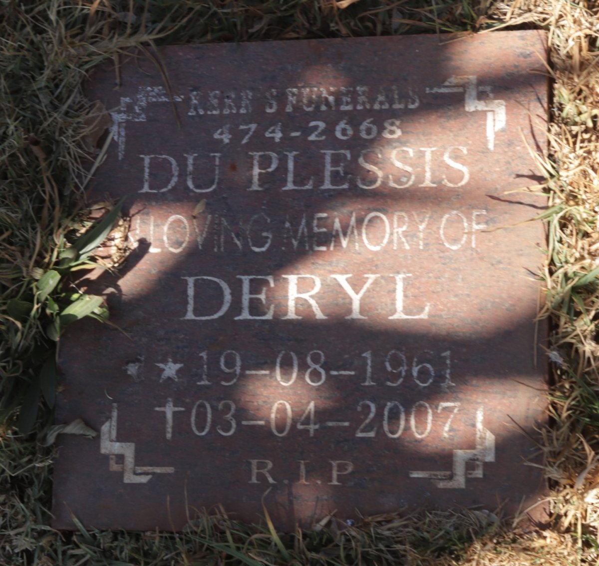 PLESSIS Deryl, du 1961-2007