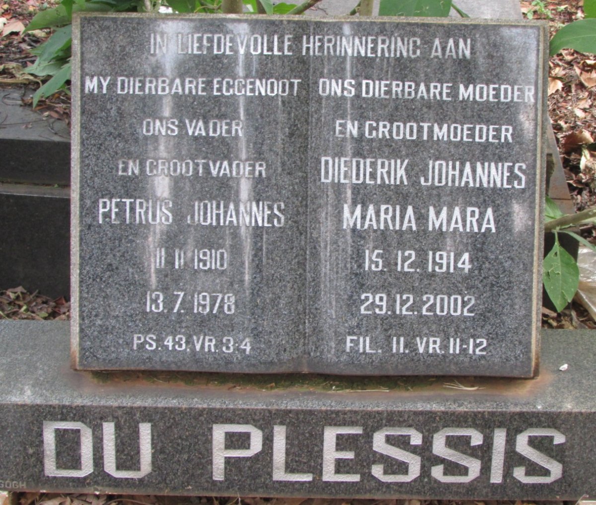 PLESSIS Petrus Johannes, du 1910-1978 &amp; Diederik Johannes Maria Mara 1914-2002
