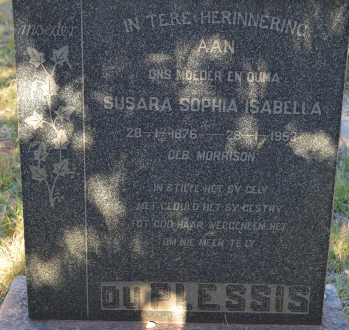 PLESSIS Susara Sophia Isabella, du nee MORRISON 1876-1953