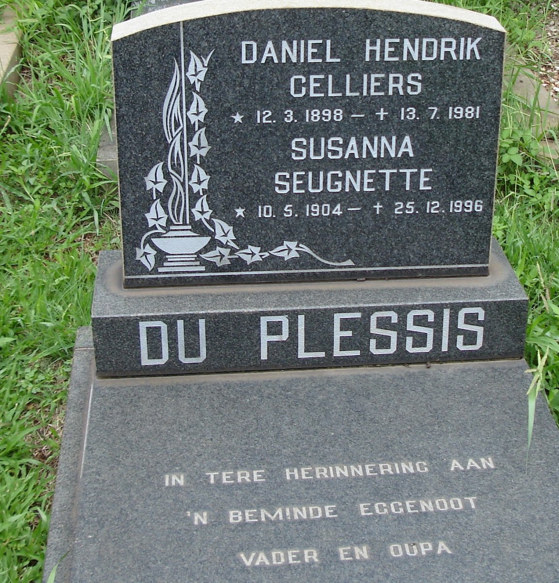 PLESSIS Daniel Hendrik Celliers, du 1898-1981 &amp; Susanna Seugnette 1904-1996