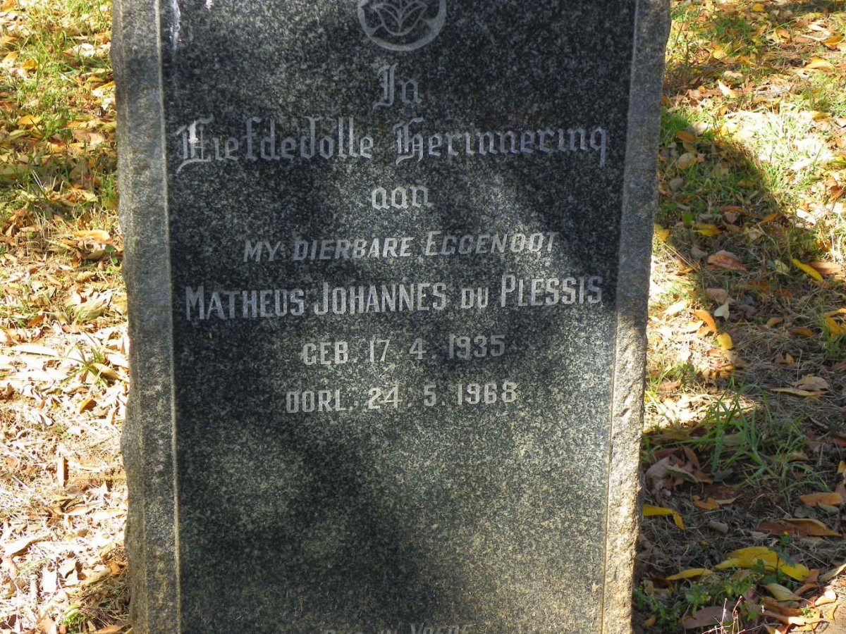 PLESSIS Matheus Johannes, du 1935-1968