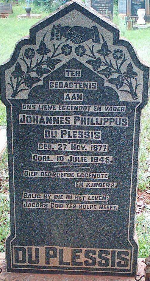PLESSIS Johannes Phillippus, du 1877-1945