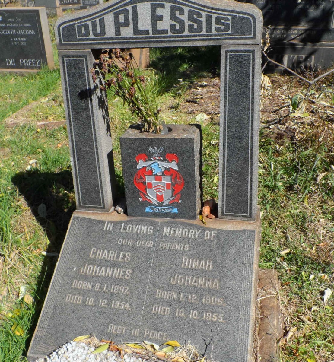 PLESSIS Charles Johannes, du 1897-1954 &amp; Dinah Johanna 1906-1955