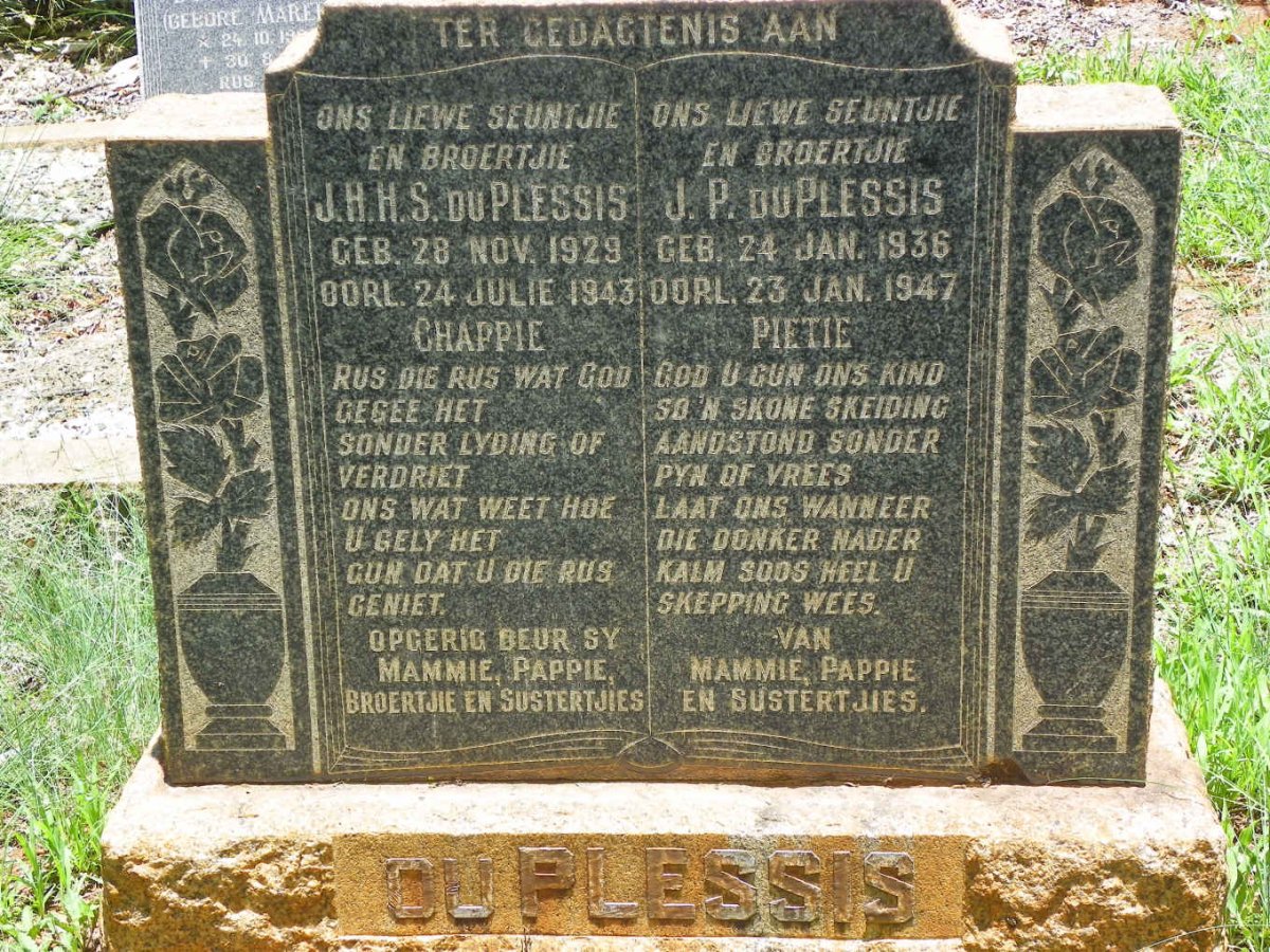 PLESSIS J.H.H.S., du 1929-1943 :: DU PLESSIS J.P. 1936-1947