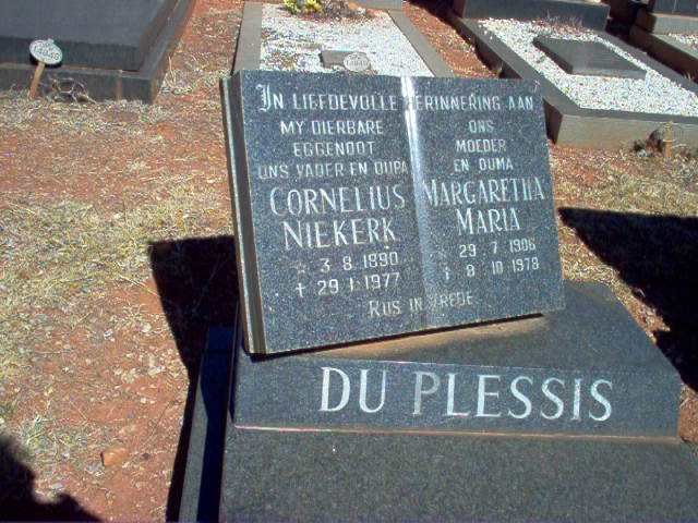PLESSIS Cornelius Niekerk, du 1890-1977 &amp; Margaretha Maria 1906-1978