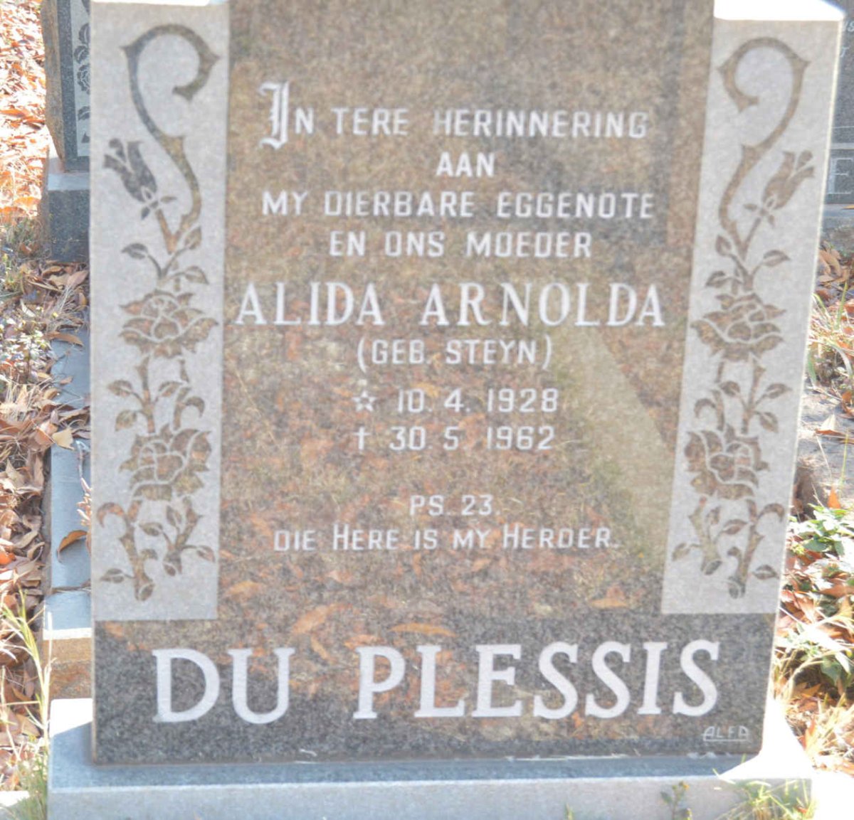 PLESSIS Alida Arnolda, du nee STEYN 1928-1962