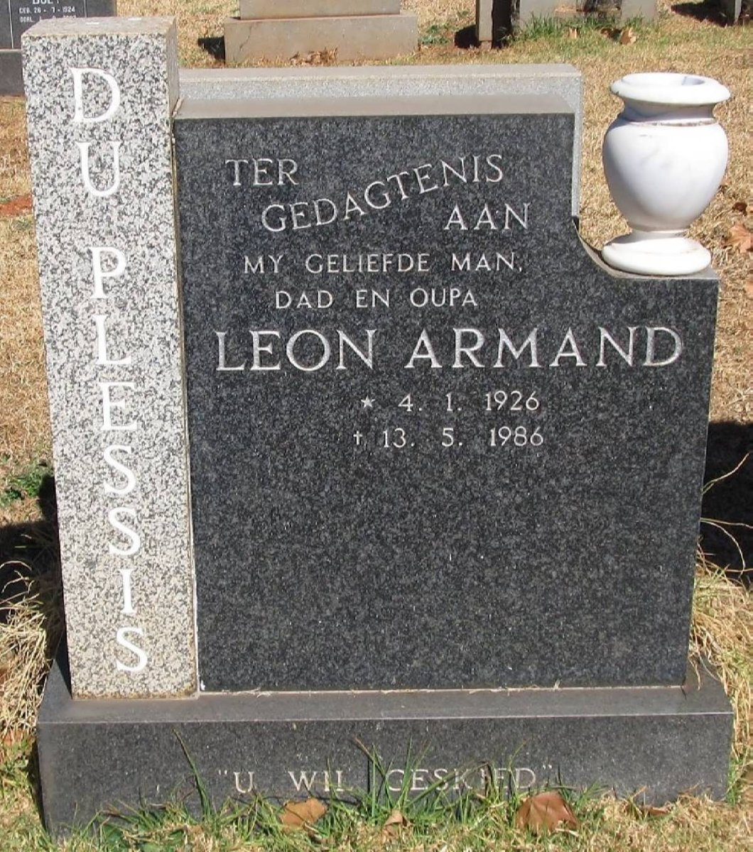 PLESSIS Leon Armand, du 1926-1986