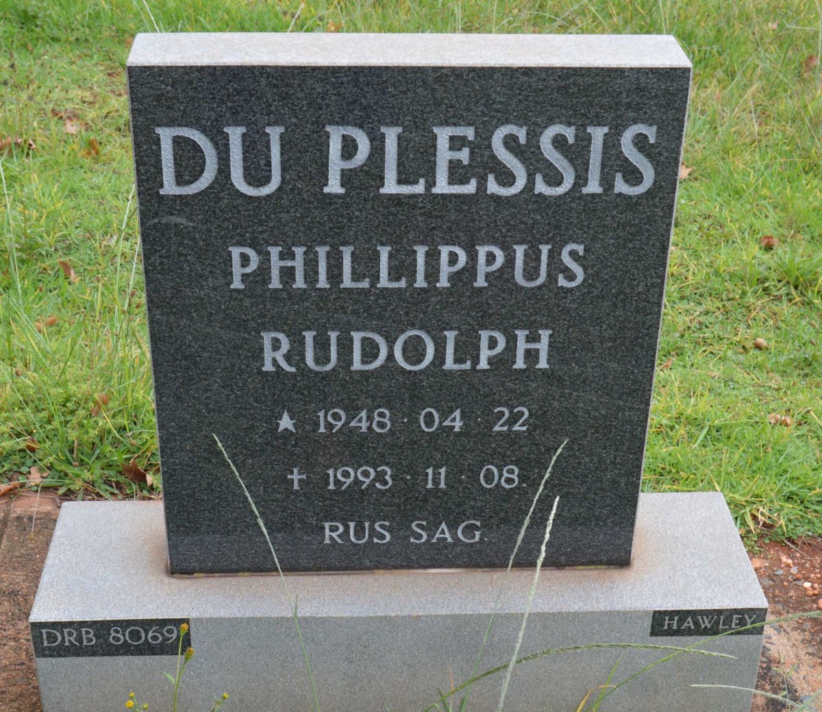 PLESSIS Phillippus Rudolph, du 1948-1993