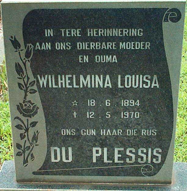PLESSIS Wilhelmina Louisa, du 1984-1970