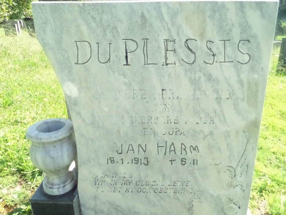 PLESSIS Jan Harm, du 1913-19??