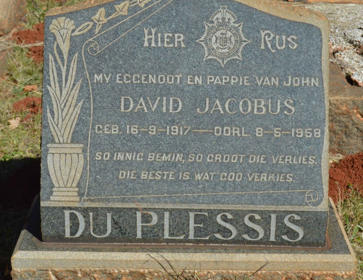 PLESSIS David Jacobus, du 1917-1958