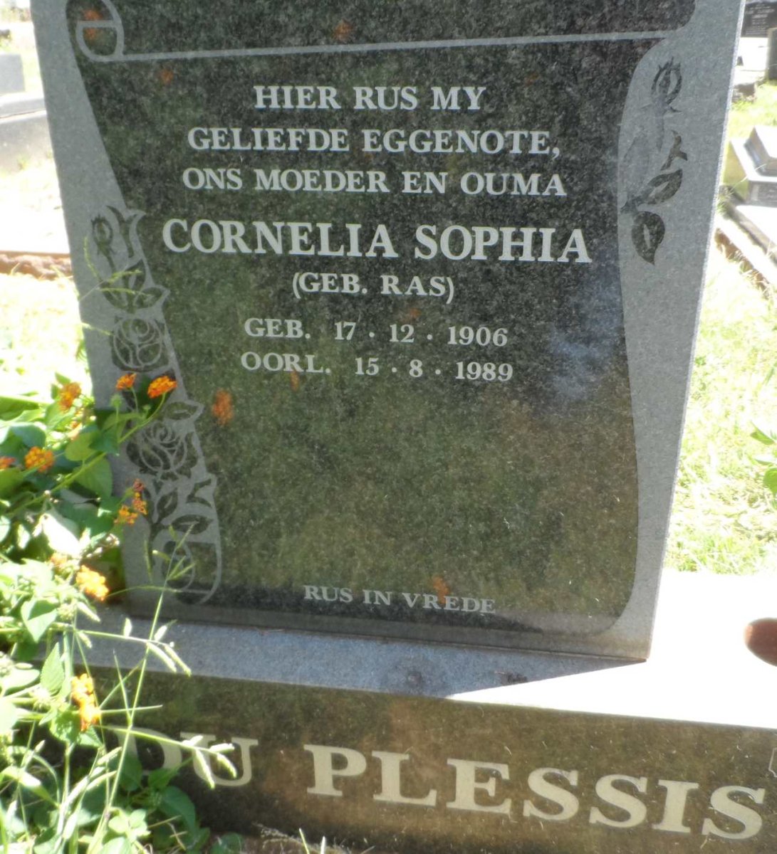 PLESSIS Cornelia Sophia, du nee RAS 1906-1989