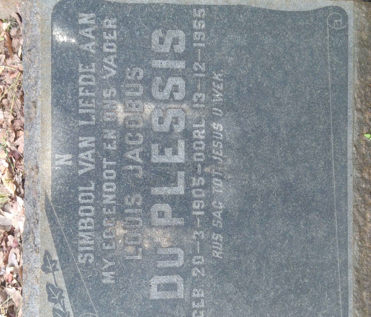 PLESSIS Louis Jacobus, du 1905-1955
