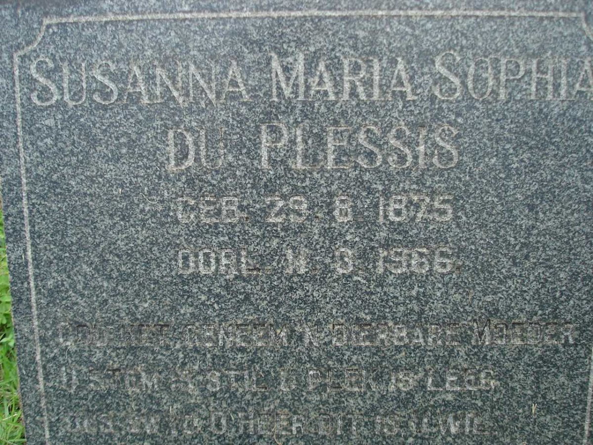 PLESSIS Susanna Maria Sophia, du 1875-1966