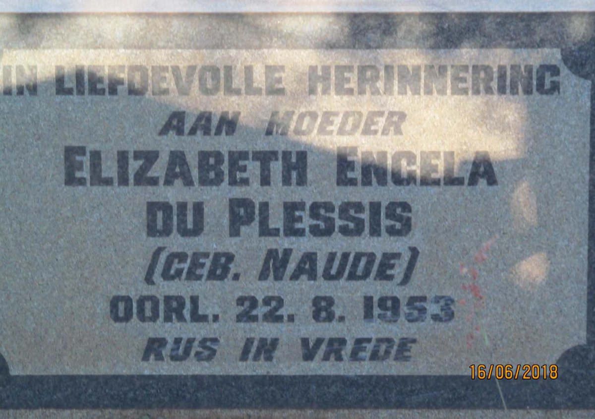 PLESSIS Elizabeth Engela, du nee NAUDE -1953