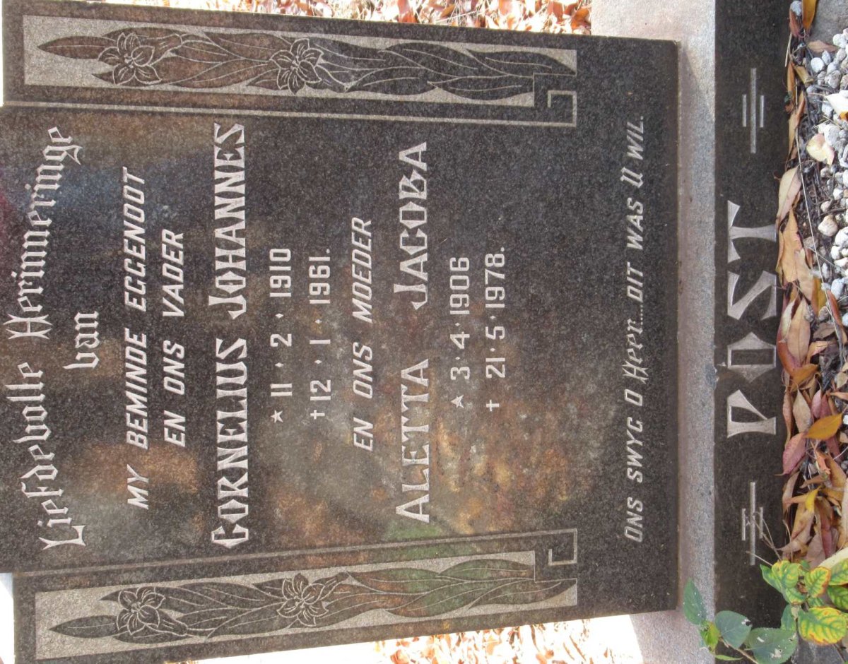 POST Cornelius Johannes 1910-1961 &amp; Aletta Jacoba 1906-1978