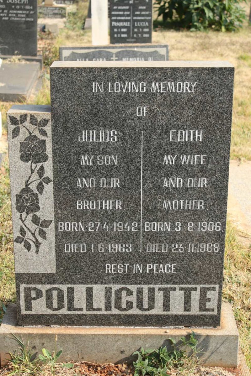 POLLICUTTE Edith 1906-1968 :: POLLICUTTE Julius 1942-1963