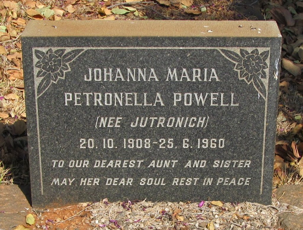 POWELL Johanna Maria Petronella nee JUTRONICH 1908-1960
