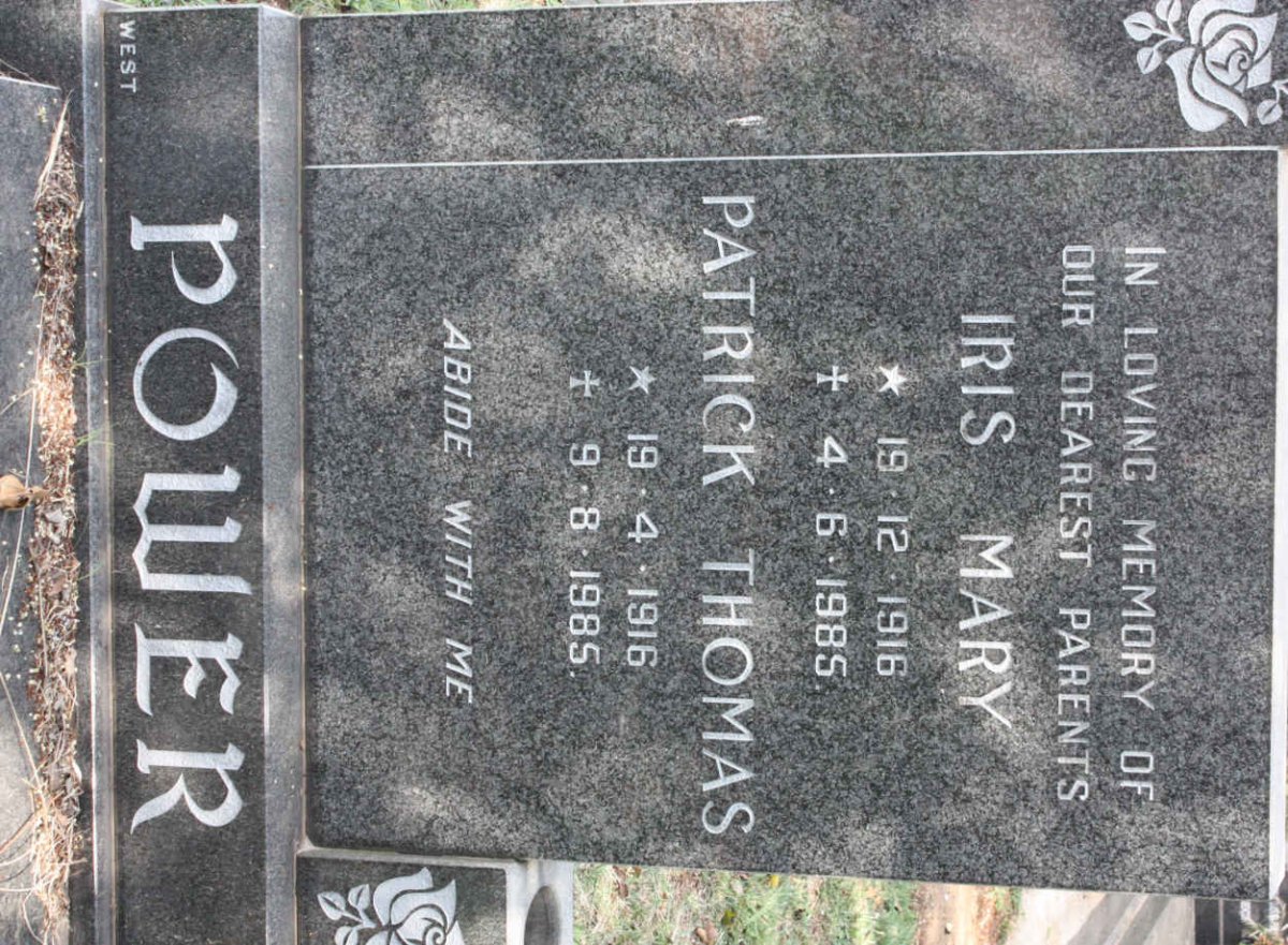 POWER Patrick Thomas 1916-1985 &amp; Iris Mary 1916-1985