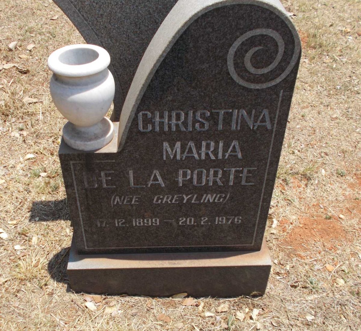 PORTE Christina Maria, de la nee GREYLING 1899-1976
