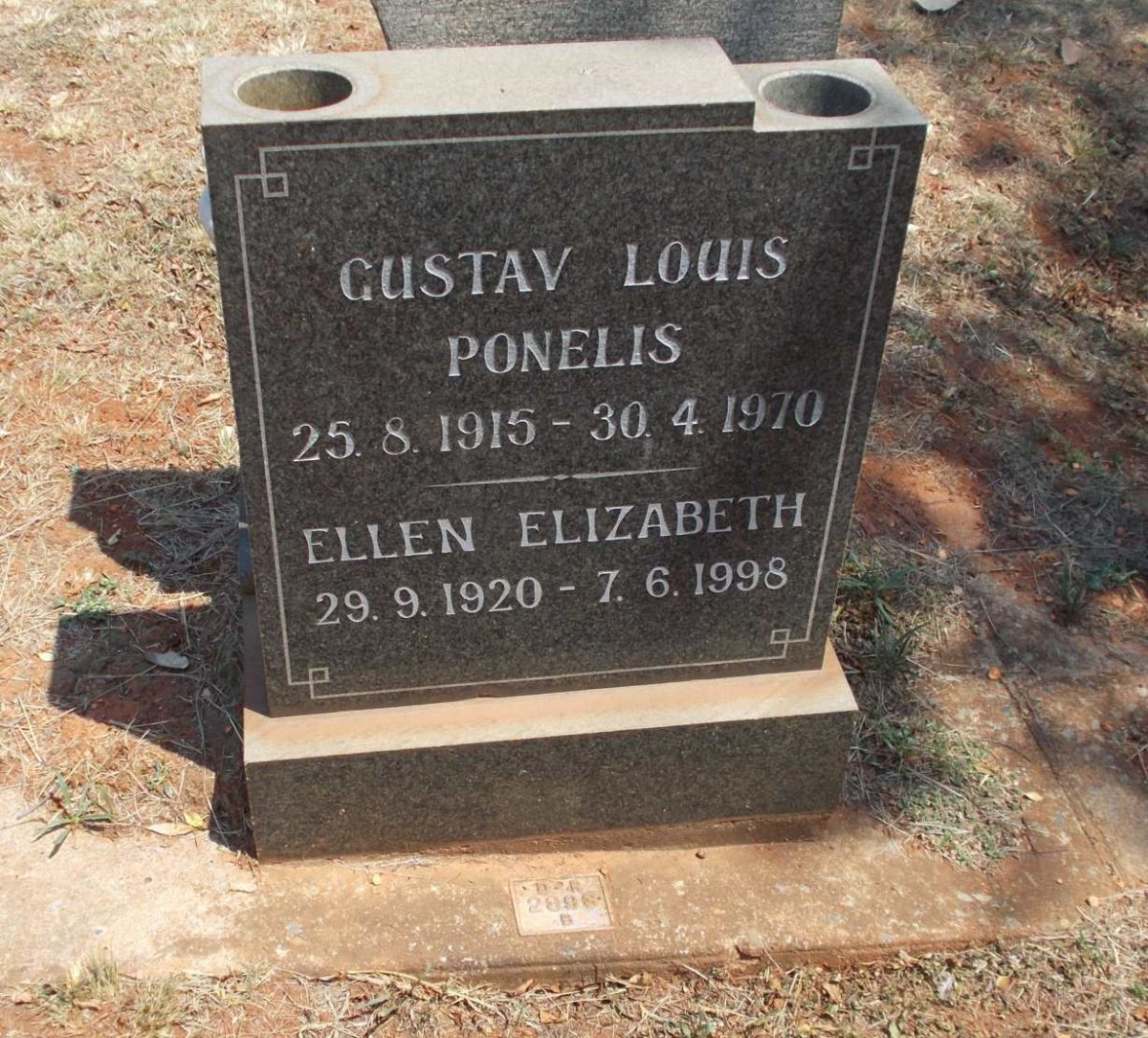PONELIS Gustav Louis 1915-1970 &amp; Ellen Elizabeth 1920-1998
