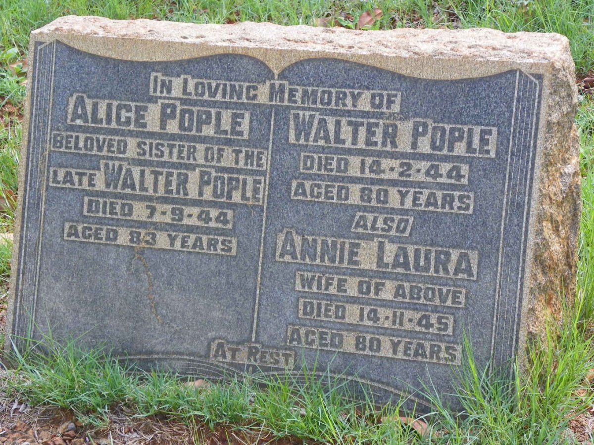 POPLE Walter -1944 &amp; Annie Laura -1945 :: POPLE Alice -1944
