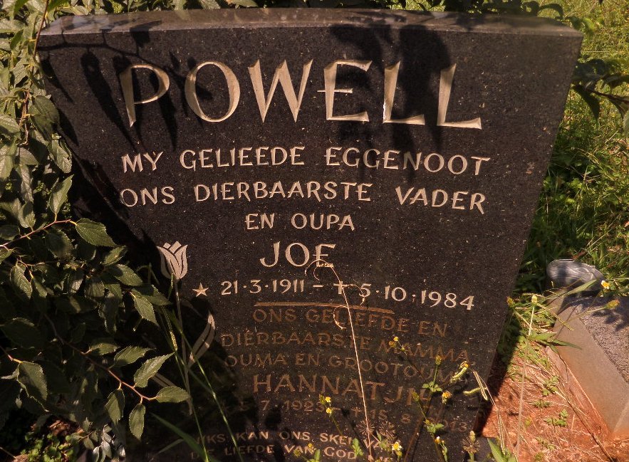 POWELL Joe 1911-1984 &amp; Hannatjie 1923-2013